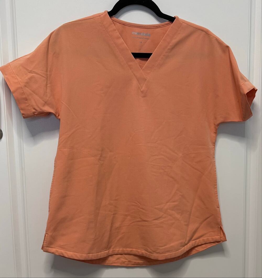 Mandela purple orange bundle small v-neck scrub tops with pockets